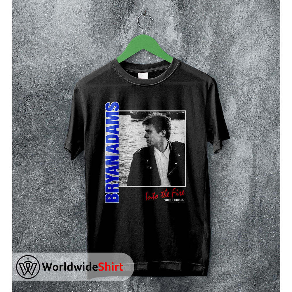 Bryan Adams Into The Fire 1987 World Tour Rock Legend Music Graphic T-Shirt